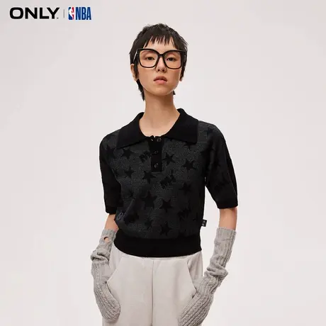 【ONLY奥莱清仓】秋季NBA联名款休闲polo领短款针织衫女图片