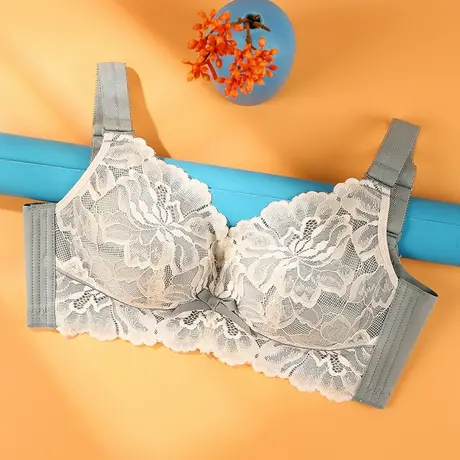 奥维丝丽内衣女大胸显小无钢圈乳胶文胸薄上托提拉收副乳显瘦胸罩商品大图