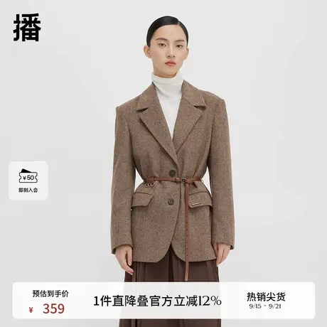 播西装毛呢外套女春季新款气质通勤复古西服上衣DDQ4XD5512商品大图
