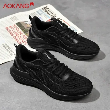 奥康飞织男鞋2025新款秋季休闲跑步运动鞋男士增高轻便软底透气图片