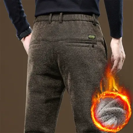 男款冬季加绒加厚直筒休闲裤子2023年新款骑行保暖西裤秋冬款男裤商品大图