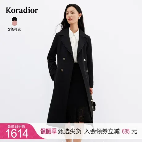 珂莱蒂尔女装2023年秋季西装领双排扣修身型长袖上衣女拼接工艺图片