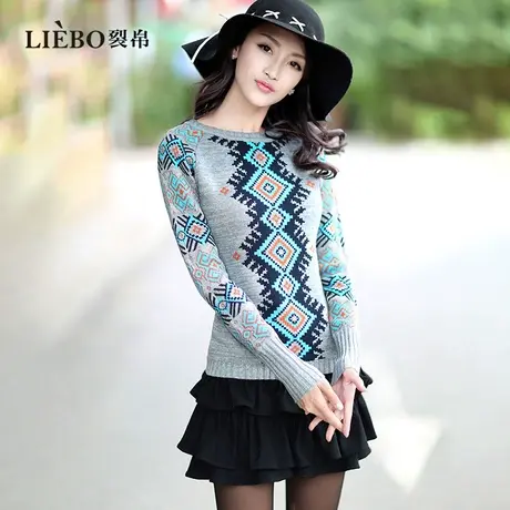 裂帛2023冬季新款原创设计复古费尔岛提花减龄软糯针织上衣毛衣女商品大图