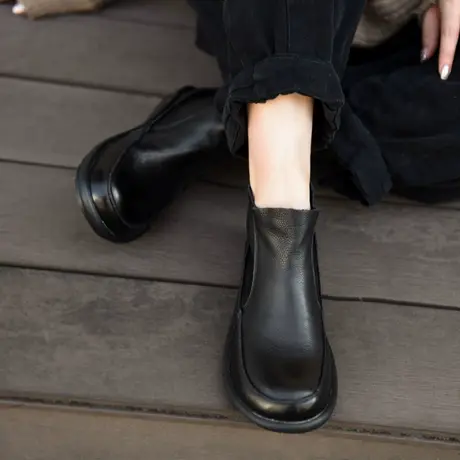 Artmu阿木复古靴子女2023新款舒适百搭平底短靴女踝靴春秋单靴图片