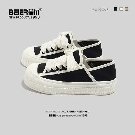 蓓尔两穿懒人帆布板鞋女休闲鞋2023年夏季新款小众百搭休闲运动鞋商品大图