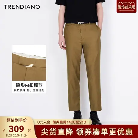TRENDIANO潮牌春秋新款男装斜纹直筒九分裤休闲裤秋季中腰西裤潮图片