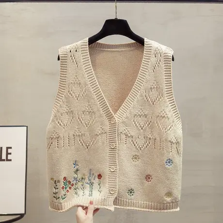 v领针织开衫马甲背心女2025春秋新款宽松外穿马夹镂空毛衣坎肩潮商品大图