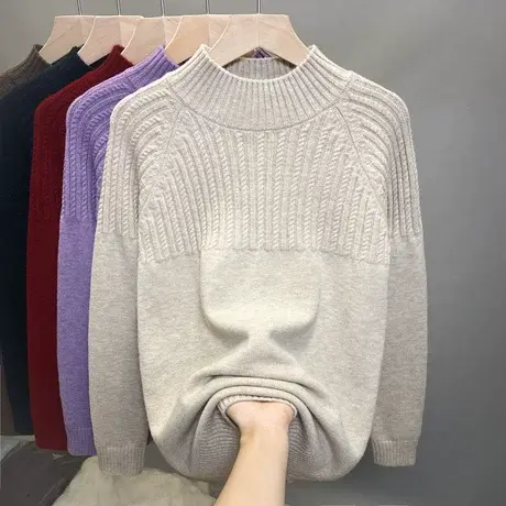 半高领毛衣女套头2024年秋冬新款洋气保暖长袖百搭针织打底衫女商品大图