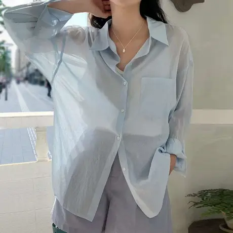 防晒衣女夏季薄款设计感小众外穿高级感上衣宽松外套外搭衬衣衬衫图片
