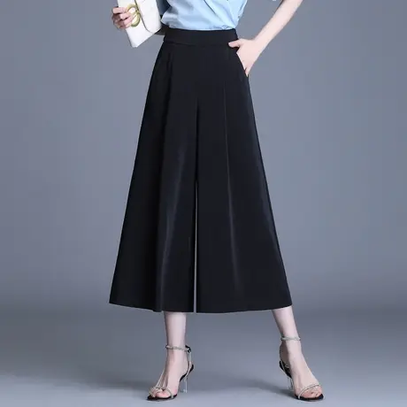 坠感阔腿裤女夏季垂感宽松裙裤子2023新款大码高腰七分裤休闲甩裤商品大图