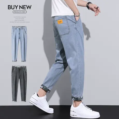 夏季薄款男士宽松2023新款广州新塘高端水洗牛仔裤夏款休闲男裤子商品大图