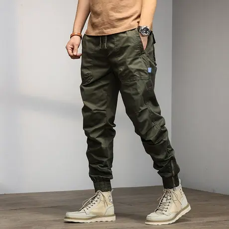 夏季时尚宽松工装裤男士夏季薄款长裤夏季潮流男士裤子透气男裤商品大图