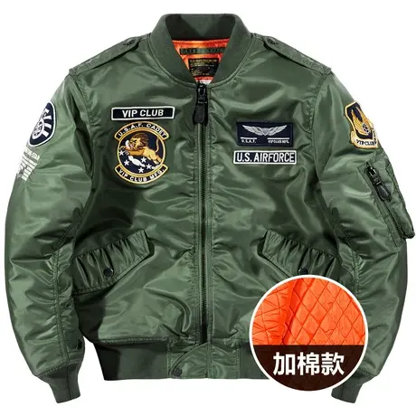 VIP冬季ma1飞行员夹克男宽松刺绣外套大码工装棒球服加厚棉衣潮牌商品大图
