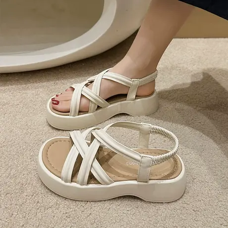 凉鞋女士夏季2023新款网红超火厚底松糕时尚百搭爆款平底女鞋夏款商品大图