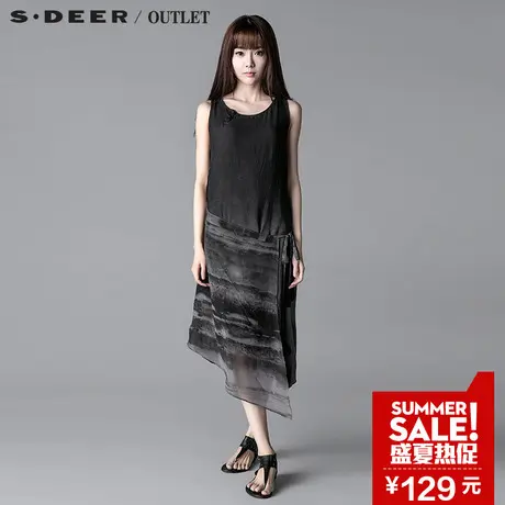 sdeer圣迪奥专柜正品灰墨设计感拼接连衣裙S14281271图片