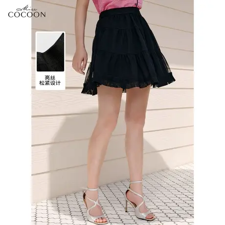 missCOCOON网纱拼接半身裙女装2023夏装新款时尚百搭气质a字短裙图片