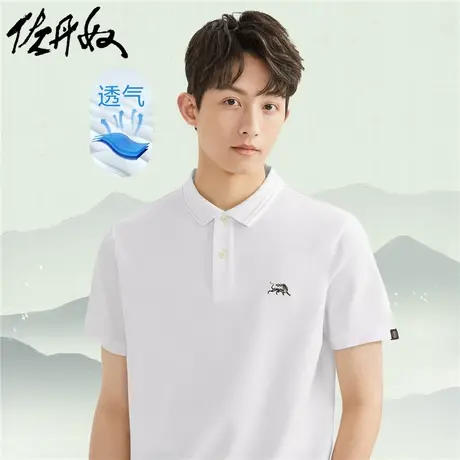 佐丹奴Polo男装三头翼虎国风刺绣针织珠地布短袖POLO 18013609商品大图