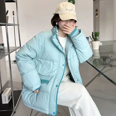 唐狮羽绒服女长款立领冬季新宽松加厚面包服超好看外套时尚潮流图片