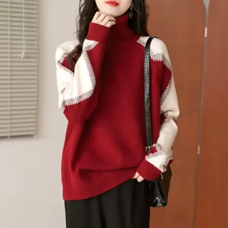 高领毛衣女秋冬内搭女款2023新款冬季加厚打底衫针织上衣宽松外穿图片