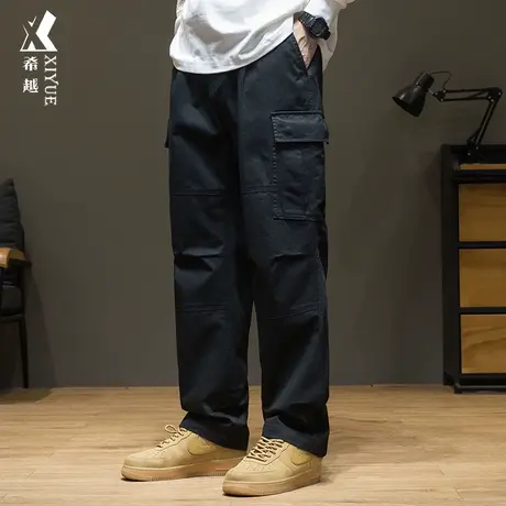 美式春秋工装休闲裤男士202夏季新款直筒长裤宽松大码男伞兵裤子商品大图