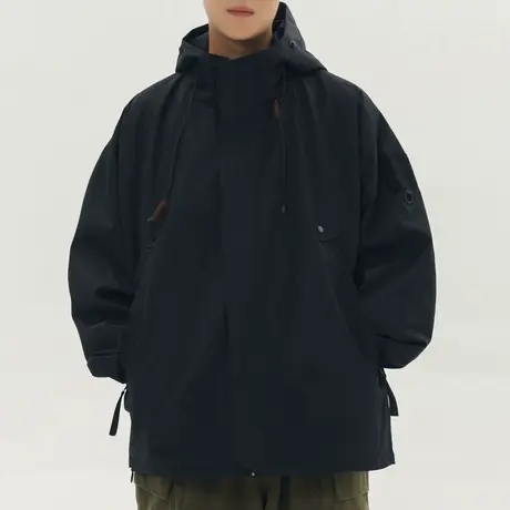 男士黑色户外冲锋衣男款工装外套潮牌男痞帅高级感男装夹克防风衣商品大图