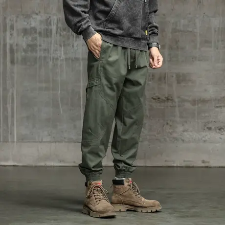 潮流百搭工装裤男纯棉休闲男装裤子潮流新款束脚裤子男款时尚男装商品大图