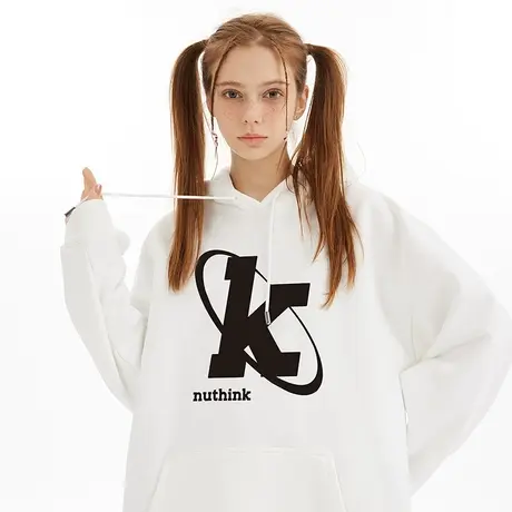 Nuthink欧美国潮字母卫衣男连帽潮牌ins冬季加肥加大宽松大码外套商品大图