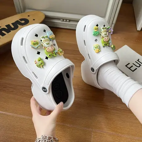 网红踩屎感包头拖鞋女春秋2024新款厚底洞洞鞋防滑小个子超火凉拖商品大图