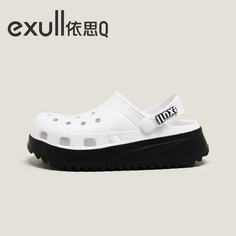 依思Q洞洞鞋女踩屎感厚底透气百搭增高拖鞋休闲护士两穿凉拖女式商品大图