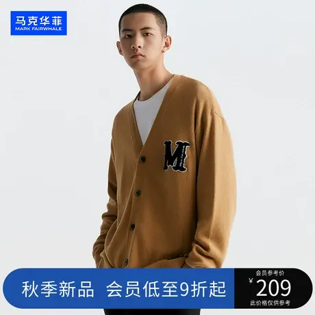 马克华菲男装2023年秋季新品针织纯棉开衫休闲外套男卫衣潮流毛衣商品大图