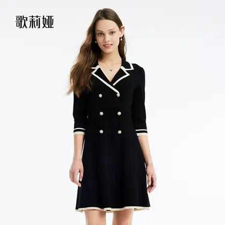 歌莉娅秋季新品七分袖合体A型高级感显瘦小香连衣裙女108R4G820图片