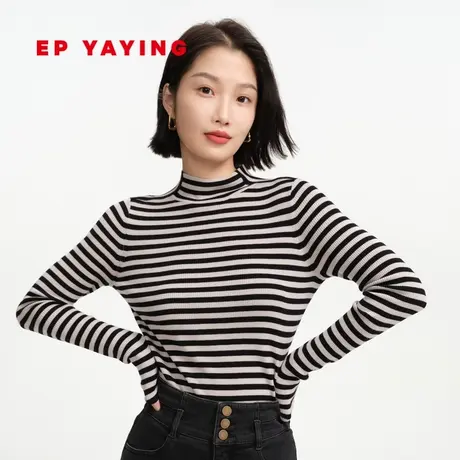 EP YAYING雅莹女装 纯羊毛条纹针织内搭打底衫 商场同款9930A商品大图
