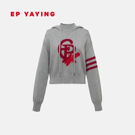 EP雅莹女装 连帽棉质山羊绒混纺短款针织卫衣 2023秋冬新款9508A商品大图