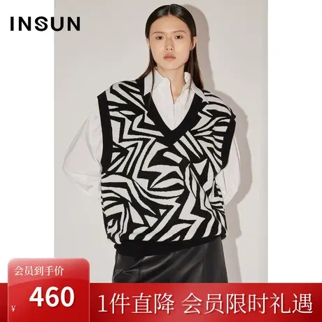 恩裳COVER冬2022时尚波普斑马纹显瘦保暖羊毛百搭毛织衫背心图片