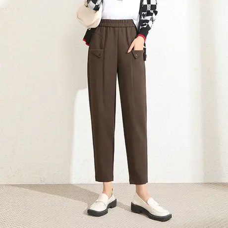 哈伦裤女休闲直筒裤松紧腰秋季2023新款高腰宽松显瘦大码九分裤子商品大图