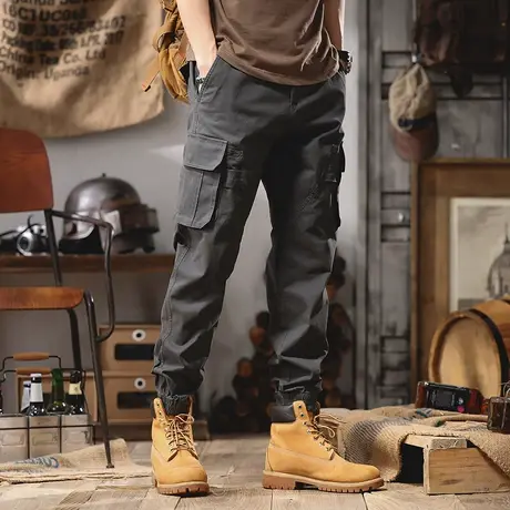 夏季潮流百搭男士工装裤休闲复古束脚裤宽松运动长裤大码直筒男款商品大图