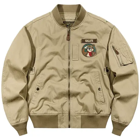 VIP纯棉飞行员夹克男春秋季新款刺绣工装外套宽松美式复古棒球服商品大图