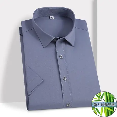 冰丝衬衫男短袖夏季免烫抗皱高端商务正装职业工装大码休闲白衬衣商品大图