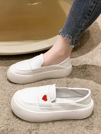 爱心护士鞋女软底不累脚防滑透气2023新款一脚蹬厚底白色两穿单鞋商品大图