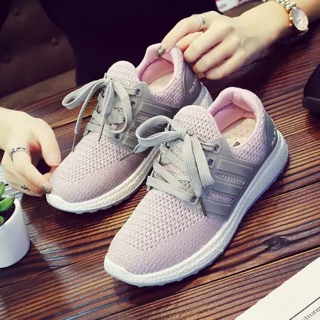 夏季飞织运动鞋女鞋休闲跑步鞋透气网鞋韩版平底网面学生百搭单鞋商品大图