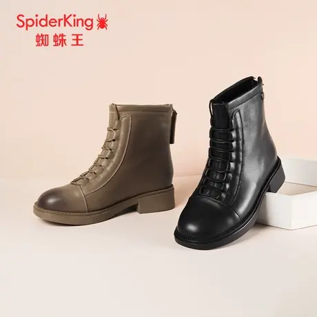 SPIDER KING/蜘蛛王马丁靴女真皮2023冬商场新款短筒薄绒休闲百搭商品大图