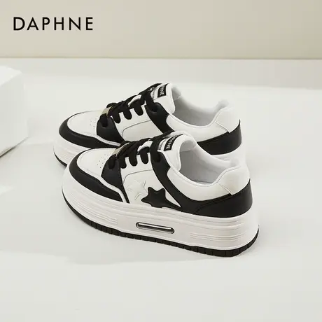 Daphne达芙妮 女神推荐~厚底休闲板鞋女款百搭黑白星星运动小白鞋商品大图