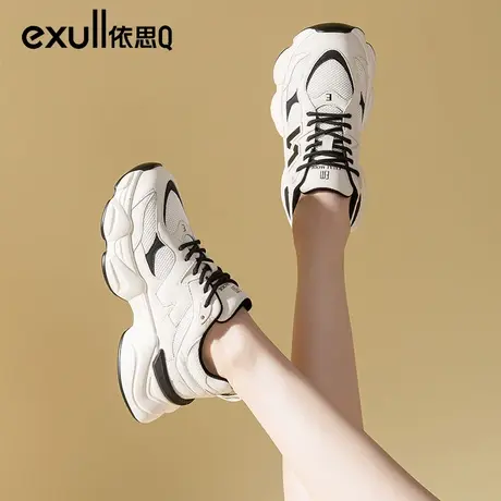 依思q女运动休闲鞋夏秋季网面透气厚底显脚小老爹鞋2023新款女款商品大图