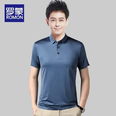 罗蒙短袖t恤男潮牌宽松休闲衣服夏季男士冰丝翻领polo衫体恤上衣图片