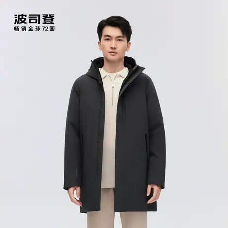 【鹅绒】波司登23冬季新款男中长经典商务羽绒服光面外套显瘦连帽图片