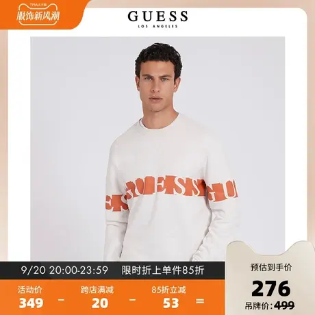 GUESS秋季男士时尚纯棉新中式oversize百搭复古印花字母圆领卫衣图片
