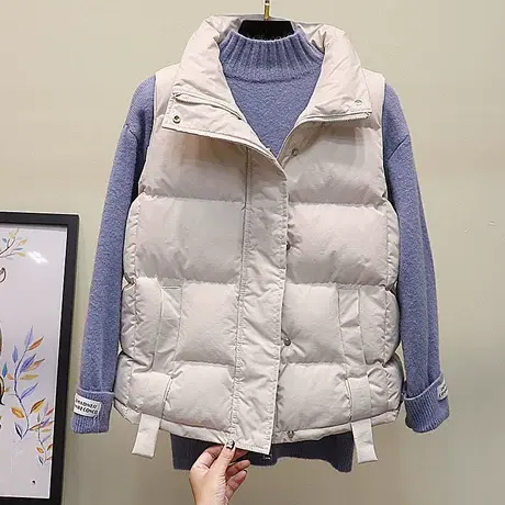 面包服马甲女秋冬2023新款韩版外穿宽松羽绒棉坎肩背心马夹短外套图片