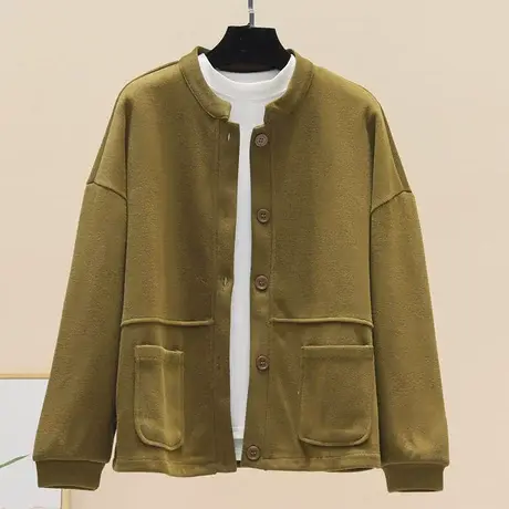 2023新款大码女装春季胖mm宽松遮肚显瘦上衣洋气开衫卫衣外套减龄商品大图