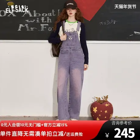 【商场同款】妖精的口袋牛仔背带裤女2023秋新款小个子复古牛仔裤图片