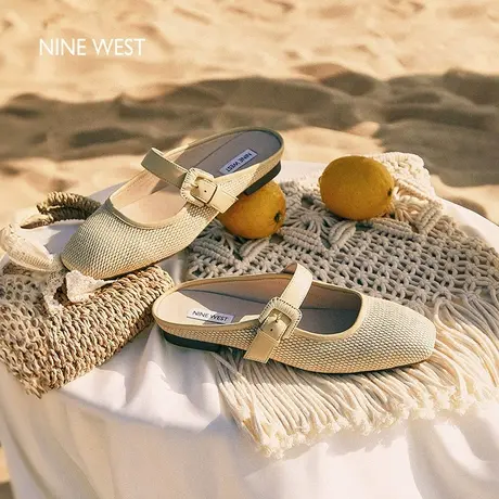 Nine West/玖熙编织包头拖鞋女2025夏季新款外穿渔夫鞋平底凉鞋图片
